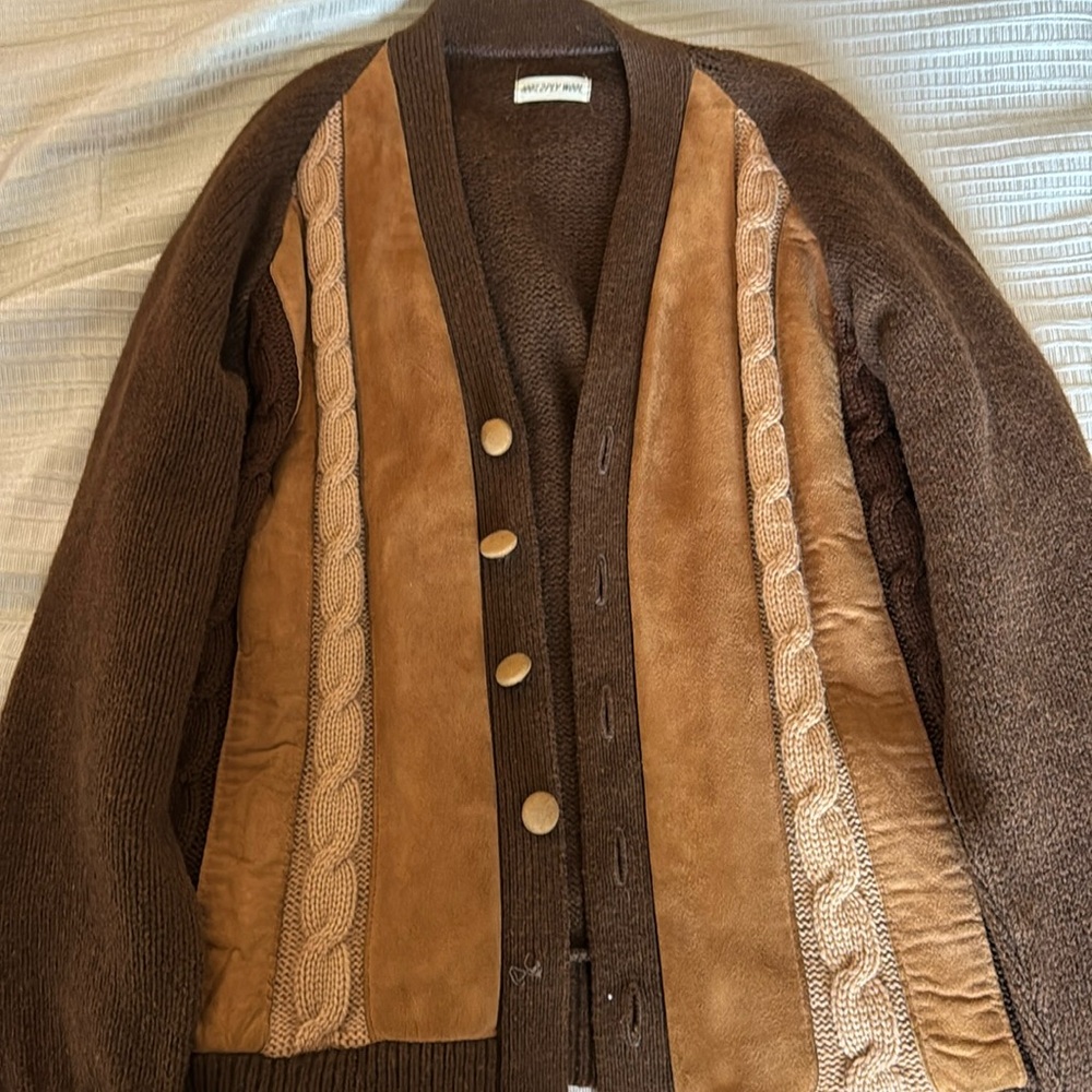 *VINTAGE* 70's Pleather Cardigan